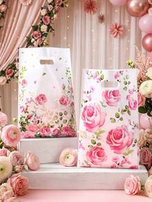 50 piezas Bolsas de regalo con rosas rosadas, bolsas de embalaje de regalo con flores de primavera, bolsas de recuerdo para fiestas de cumpleaños, bolsas de caramelos, bolsas de embalaje de regalo con tema vintage para fiestas, suministros para fiestas con tema floral, decoración de boda, bolsas de recuerdo para baby shower, bolsas de caramelos, decoración de rosas vintage, recuerdos para fiestas de cumpleaños de niñas, regalos de cumpleaños para damas - rosas rosadas - Ver 8