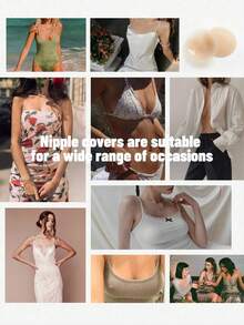 1对超薄隔热隐形乳贴，可重复使用可水洗胸罩肩带遮盖贴，适用于连衣裙 - 彩色 - 查看 10