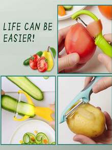 1pc/3pcs Vegetable Peeler, Stainless Steel Vegetable & Fruit Peeler, Multifunctional Peeler & Slicer, Stainless Steel Vegetable Peeler, Potato Peeler, Vegetable Peeler, Apple Peeler, Cucumber Peeler, I-Shaped & Y-Shaped Peeler Stainless Steel Blade, Kitchen Tool, Suitable For Potatoes, Apples, Carrots, Zucchini, Cucumbers, Suitable For Daily Use, Suitable For Home, Kitchen, Restaurant, Bakery, Cake Shop, Party, Birthday, Picnic, Etc., Can Be Given As A Gift To Grandparents, Parents, Family, Friends, Neighbors, Cooking Enthusiasts, Birthday, Party, Mother's Day, Thanksgiving, Halloween, Christmas And New Year. - Multicolor - View 7