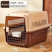 Pet Cat Air Box, Portable Cat Cage Cat Bag With Hanging Bowl And Toilet, Suitable For Outdoor Activities For Cats And Dogs, Travel Pet Cages, Vehicle-Mounted Dogs And Cats And Portable Carry-On Cases, And Vehicle-Mounted Pet Capsule Dog Carriers - màu nâu - Xem 1