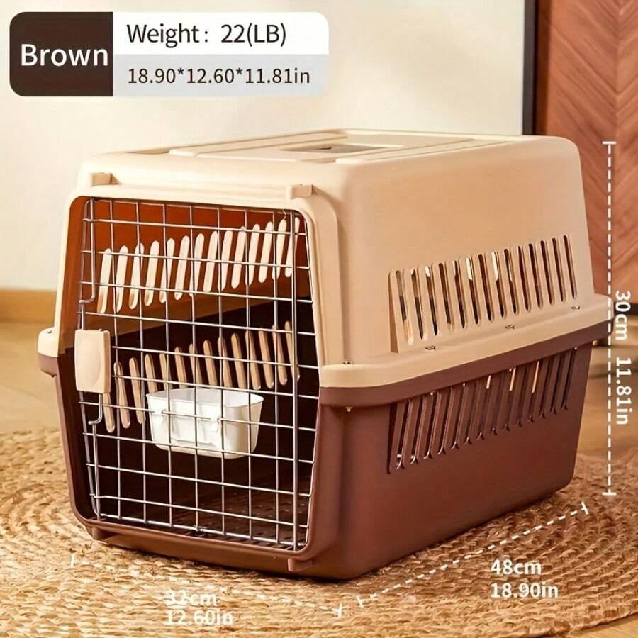 Pet Cat Air Box, Portable Cat Cage Cat Bag With Hanging Bowl And Toilet, Suitable For Outdoor Activities For Cats And Dogs, Travel Pet Cages, Vehicle-Mounted Dogs And Cats And Portable Carry-On Cases, And Vehicle-Mounted Pet Capsule Dog Carriers - màu nâu - Xem 1
