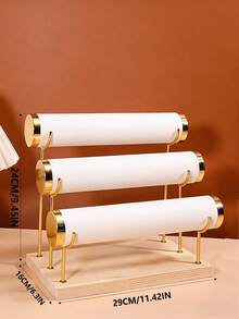 1 chiếc, màu Đen/Trắng/Beige/Hồng/Xanh lá cây, 1 tầng/2 tầng/3 tầng, Giá trưng bày trang sức bằng nhung và gỗ tự nhiên, điểm nhấn vàng, Hoàn hảo để sắp xếp vòng tay, lắc tay, đồng hồ và dây chuyền, Sử dụng cho mục đích thương mại và trang trí nhà cửa - Nhiều màu - Xem 18