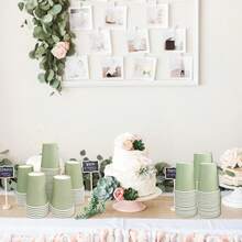 50 chiếc cốc giấy màu xanh lá cây nhạt, cốc đựng đồ uống lạnh và cà phê, đồ dùng tiệc tùng phù hợp cho tiệc sinh nhật, đám cưới, Ngày của Mẹ. - màu xanh lá - Xem 3