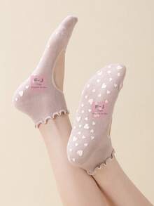1/2 Paar Damen Profi Pilates Yoga Socken, rückenfreies Spitzendesign, bequem atmungsaktiv, herzförmige Silikon rutschfeste Socken, professioneller Sportgriff, geeignet für Ballett, Tanz, Yoga, Pilates, Fitness, Geschenke, Büro Casual Wear, Mehrfarbige Optionen (Pink, Beige), Ganzjährig vielseitig einsetzbar - Verschiedenfarbig - Übersicht 7