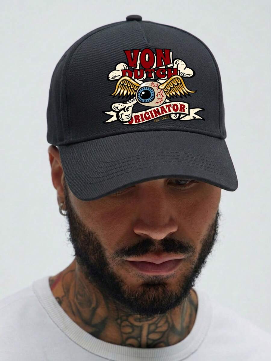1PC Unisex Baseball Cap |  Von Dutch Originator Eye Wing | One Size Fits All | Adjustable Outdoor Sunscreen Hat | Perfect For Spring/Summer Travel And Beach Vacations - Black - View 1