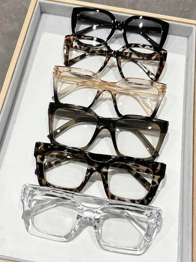 6 chiếc gọng kính nhựa nhiều màu sắc, hình học, phóng đại, ngộ nghĩnh, sống động, phổ biến dành cho nữ, thích hợp cho chụp ảnh đường phố, lễ hội, tiệc tùng, quà tặng thời trang.