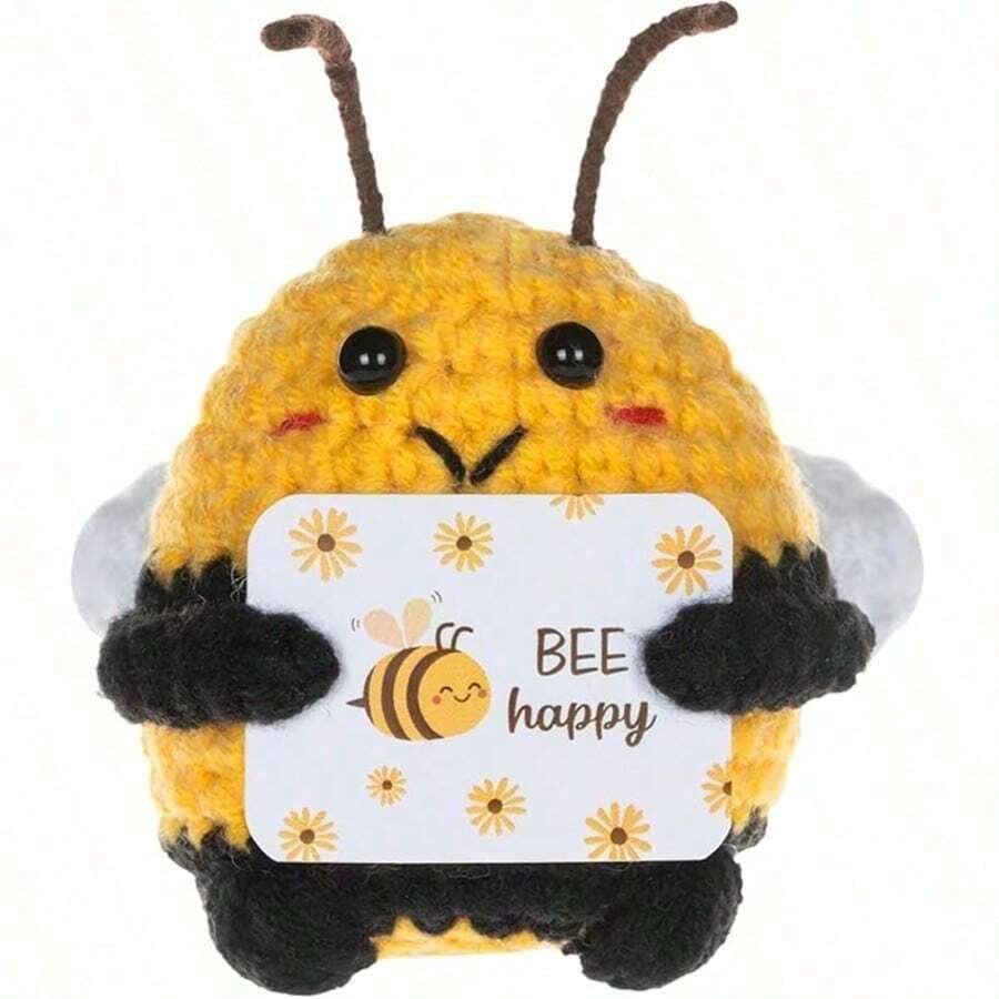 1pc Exquisite Crocheted Bee Doll, Interesting Animal Gift, Inspirational Handmade Crochet Plush Doll, Suitable As Gift For Women, Men, Friends And Colleagues - Multicolor - View 1