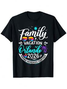 2026 Family Trip To Orlando Beach Summer T-Shirt, Comfortable Short Sleeve Top, Crew Neck, Extremely Soft, Summer Tee - Gifts For Easter, Valentine'S Day, St. Patrick'S Day For Couples, Friends, And Men And Women - 黑色 - 查看 6