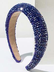 1pc Elegant Handmade Beaded Hair Hoop, Solid Color, Korean Style, Chic, Versatile Party, High-Quality Hair Accessory,Hairband,Hair Hoop Headbands Accessories Beauty Home Hair Accessories - FG782 皇家藍 - 查看 5
