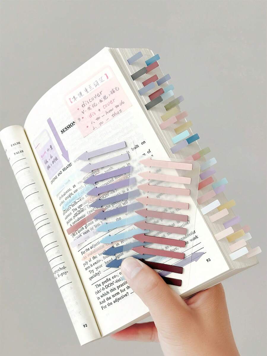 1/2/4 Packs 200 Sheets Gradient Arrow Index Tabs, For Student Notes, Highlighting, And Sticky Notes - one-size - View 1