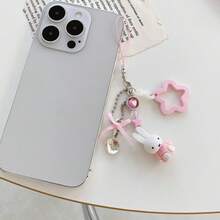 1pc Cute Miffy Cartoon Rabbit Theme Phone Lanyard Strap | Star Frame And Fork Spoon Decor | Y2K Punk Style Decor Gift Toy, Durable Phone And Bag Strap | Lovely Pink Daily Use Accessory - Multicolor - View 10