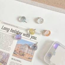 10 Pieces/Set Of Transparent Glitter Semi Circle Push Pins Creative Photo Wall Soft Wood Board Fixed Decorative Big Head Nails Random Color - Transparent Semi-circular Glitter Pins - View 4