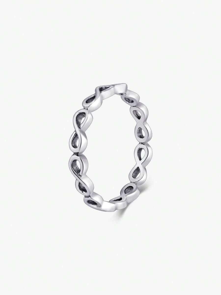 MODIAN S925 Sterling Silver Infinity Symbol Ring, Minimalist Personalized Finger Ring For Women - Silver - View 1