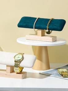 1个木质单层手镯收纳架 发带项链手表手镯展示架 首饰头饰展示道具饰品展示架 - 原木扁形單層手環架 - 查看 2