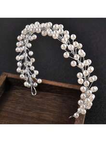 1 chiếc băng đô cài tóc đính pha lê thủ công thanh lịch dành cho nữ, thích hợp cho đám cưới, tiệc tùng và làm quà tặng. - Bạc - Xem 1