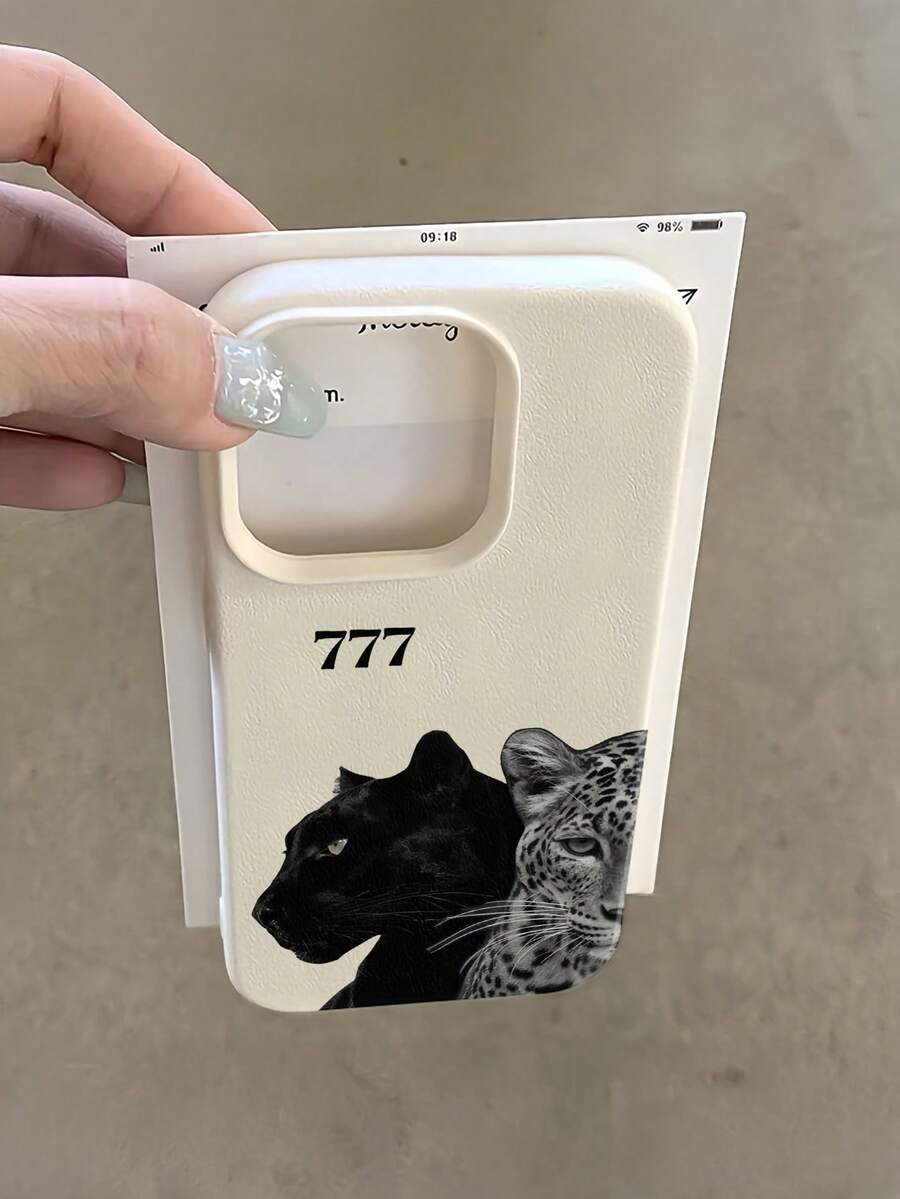 1 件装黑白豹纹极简个性化 TPU 防震全包手机壳，兼容 Apple 17、16、15、14、13、12、11 Pro Max、Air 和 Series 机型 - 彩色 - 查看 1