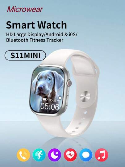 Microwear Reloj inteligente con pantalla táctil HD de 2,06 pulgadas, compatible con Android e iOS, función de mensajes y llamadas, monitoreo de frecuencia cardíaca y sueño las 24/7, múltiples modos deportivos, rastreador de salud y acondicionamiento físico para hombres y mujeres