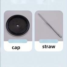 1 cốc giữ nhiệt bằng thép không gỉ màu xám nhạt có ống hút, dung tích lớn, cốc cà phê chân không, cốc du lịch tiện dụng, quà tặng. - Màu Xám nhạt - Xem 8