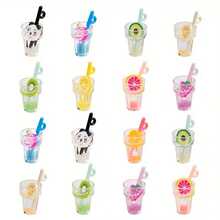 20个迷你玻璃瓶吊坠，内含水果浸泡液，树脂饮料杯挂件，适合DIY首饰、耳环、钥匙扣 - 水果瓶吊墜 - 查看 3