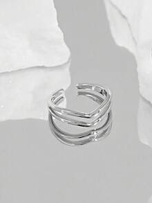 1 chiếc nhẫn ngón chân hình chữ V tối giản, thời trang bằng bạc Sterling S925, phù hợp cho lễ Halloween, phong cách đường phố thường ngày, có thể điều chỉnh kích thước, dành cho cả nam và nữ. - hình học - Xem 4