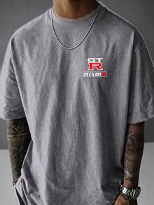 Men's T-Shirt, GTR Racing Car, Graphic Tee,Skyline Car Blueprint, 100 Percent Cotton, Soft And Comfortable, Autumn Top, Basic Style Unisex, Holiday Gift, Men's T-Shirt, Locally Produced And Shipped - Xám - Xem 6