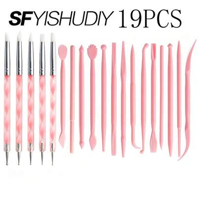 Bộ dụng cụ nghệ thuật gốm sứ 19 món, bút chấm đất sét, bộ dụng cụ thủ công tự làm tượng hoạt hình.