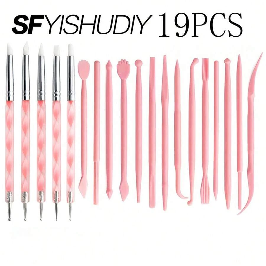 Bộ dụng cụ nghệ thuật gốm sứ 19 món, bút chấm đất sét, bộ dụng cụ thủ công tự làm tượng hoạt hình. - Bộ dụng cụ làm gốm 19 món - Xem 1