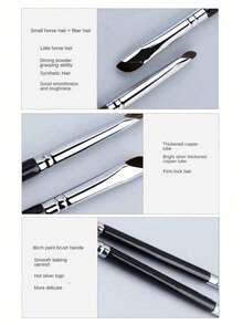 1pc Double-Ended Sickle Shaped Eyeliner Brush, Eyeshadow Blending Brush For Eye Detail And Brow Shaping - Black - View 4