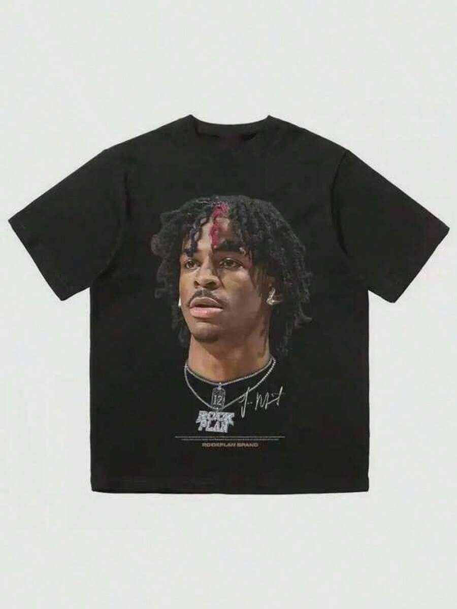 Camiseta de hombre con estampado hip-hop Y2K - Negra, estilo casual urbano, diseño de jugador de baloncesto, algodón transpirable, perfecta para deportes y actividades al aire libre, ropa de verano, camiseta de corte holgado, camiseta de algodón con estampado moderno, camisetas vintage, camisetas gráficas, camisetas da-mi-ri-rtidas de estilo urbano para hombre, regalo de Halloween, impresa y enviada desde EE. UU. - Negro - Ver 1