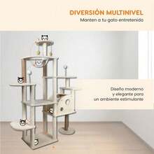 Casa Mueble Rascador para Gatos Torre Multinivel 170 Cm Árbol Color Beige - Beis - Ver 5