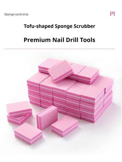 50 Pieces Per Pack, Double-Sided Polishing, Nail Polishing, Shaping, Nail Filing, Mini Sponge Cubes,Wearing Nail Polish Tools, Nail Art Tools, Sponge Nail Files