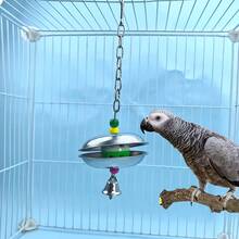 1pc Large Bell Parrot Chewing Toy, Interactive Stainless Steel Bell Bird Toy To Relieve Boredom, Suitable For Parrot And Small Bird Cage Accessories - View 8
