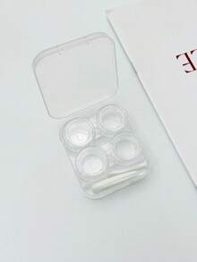 1 Set - 2pcs Portable Transparent Minimalist Contact Lens Case, Suitable For Summer Use - Multicolor - View 12