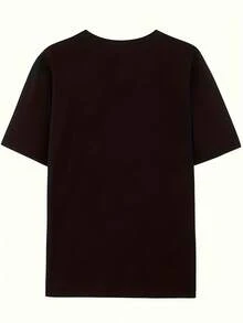 Women's Casual Short-Sleeved T-Shirt With Vintage Print, Made Of Soft Pure Cotton Fabric, Ideal For Everyday Outfits. - 黑色 - 查看 2