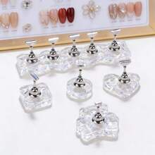 1个心形和熊图案可重复使用磁性亚克力美甲展示架，云朵形便携式假指甲展示架，美甲工具 - 彩色 - 查看 10