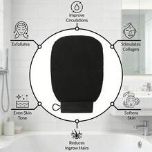 1 đôi găng tay tẩy tế bào chết hai mặt - Làm sạch sâu, loại bỏ đốm nâu do nắng & găng tay massage tẩy tế bào chết cho cơ thể và mặt, găng tay tẩy tế bào chết kiểu áo choàng tắm, găng tay tẩy tế bào chết toàn thân, ILMO - đen - Xem 10