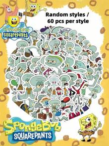 SpongeBob SquarePants 60pcs SquarePants Style Sticker Roll - Random Designs, Featuring Characters Like SquarePants, Squidward, Sandy, Plankton, Mr. Krabs, In Soft Colors, Suitable For Crafts, Gift Wrapping, Phone & Cup Decoration, Birthday Themes And DIY Projects, Cute Cartoon DIY Decorative Stickers For Phone Cases, Laptops, Notebooks, Guitars, Cups, Stationery, Waterproof Stickers - Random - View 3
