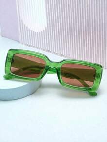 A Piar Vintage Chunky Orange Rectangular Glasses  Street Style  Weekend Getaways  Perfect Mother's Day Gift - C8 黃框茶 - 查看 7