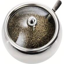 Thick Stainless Steel Seasoning Jar With Spoon & Lid, Creative Soy Sauce Bottle, Salt & Pepper Shaker, Covered Seasoning Storage Box, Kitchen Organizer Rack, Kitchen Decor - Silver - View 3