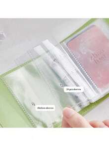 PU材质照片收藏册，马卡龙色活页环装订笔记本，含25张卡套，Kpop明信片册 - 多色 - 查看 9