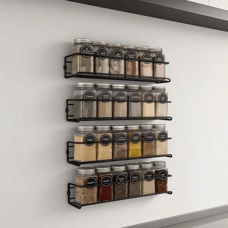 Wall Mounted Kitchen Racks - أسود - مشاهدة 1