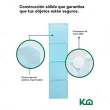 Armario De Plástico Closet Organizador Portátil 8 Cubos Para Niños Multifunción Color Celeste Gabinete Organizador Portátil Estantes De Almacenamiento Guardarropa Ropero Diy Armable - Azul - Ver 5
