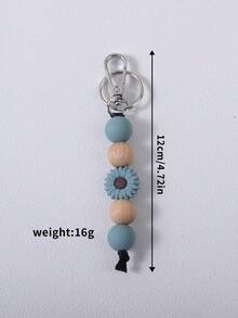 Breloc cu margarete 1 buc, breloc lucrat manual cu mărgele din lemn și ciucure, breloc cu flori feminine, accesoriu anti-pierdere, cadou de Ziua Profesorului/Ziua Mamei pentru mamă, tată, absolvire și profesor - 1602 - Vizualizare 4