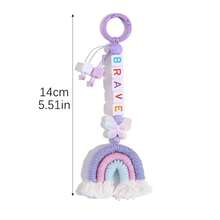 1 móc khóa cầu vồng phong cách Bohemian: Phụ kiện túi xách làm từ dây cotton đan thủ công với tua rua và mặt dây chuyền chữ cái đính hạt. - Móc khóa cầu vồng - Xem 13
