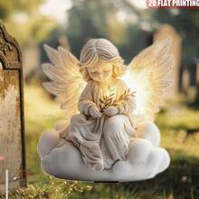 2D Flat Acrylic Angel And Olive Branch Garden Fence, For Peace In Heaven, Memorial And Cemetery, Mother's Day Outdoor Decor, No Electricity Needed, Suitable For All Seasons - C - View 4