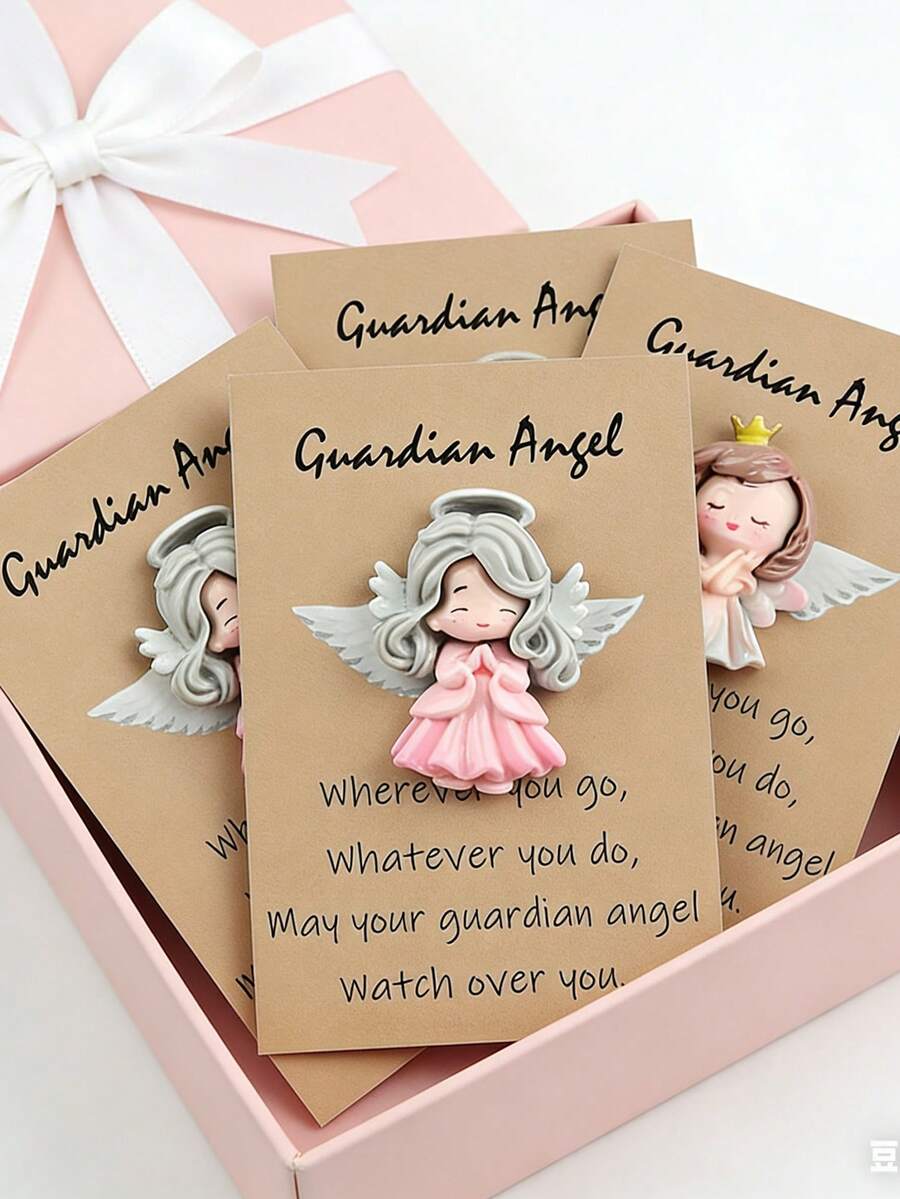 24/12/2pcs-Guardian Angel Add-On Cards, Cute Mini Gifts, Warm And Inspiring Gifts, Perfect For Best Friends, Perfect For Love And Care Party Gifts, Christmas, Birthday And Other Perfect Gifts. Angel Illustration Souvenirs, Perfect For Family And Friends, Greeting Cards, Special Occasions, Guardian Angel Gifts. - Multicolor - View 1