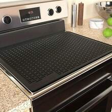 Silicone Stove Top Cover For Electric Glass Cooktop, 28*20 XL Stove Mat, Heat Resistant Glass Cooktop Protector, Multi-Use Dish Drying Mat, Anti-Scratch Kitchen Counter Protector, Black Kitchen Gadget For Home Cooking - 28" X 20" - View 2
