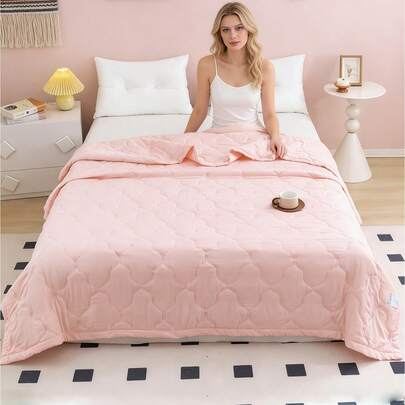 1pc Printed Brushed Summer Quilt, Air Conditioning Quilt, Skin-Friendly Fabric, Full-Piece AB Version Design, Lightweight Soft Breathable Cool, Silky Smooth Feeling, Suitable For Naked Sleep, Moisture-Wicking, Thin Quilt For Summer, Fashionable Printed Blanket, Suitable For Home Bedroom Decor, Wedding Supplies, Valentine's Day Home Bedroom Decor, Easter Gifts, Mother's Day Gifts, Suitable For All Seasons