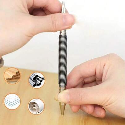 1件/2件套双头中心冲头弹簧钉套装，金属木工钻头，适用于家居装修