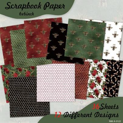 Blok papieru do scrapbookingu, 36 arkuszy, 6*6'', 12 różnych wzorów, materiały do tworzenia kartek z ozdobnym tłem, zestaw do scrapbookingu w formie pamiętnika, estetyczne opakowanie na prezent – kształt łuski ryby
